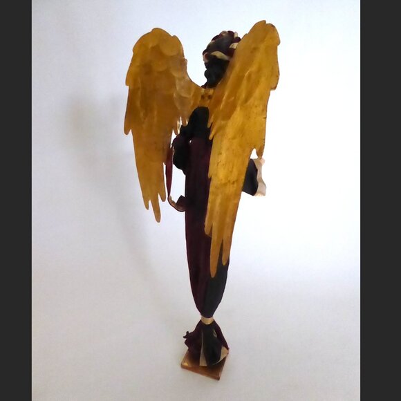 VINTAGE 19” CHRISTMAS ANGEL GOLD WINGS HOLIDAY FIGURE STATUE - Picture 4 of 11